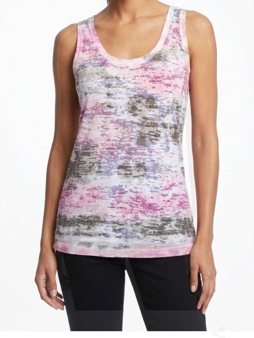 Calvin Klein Performance Tank Womens Quick Dry White Pink Burnout Racerback Sz S
